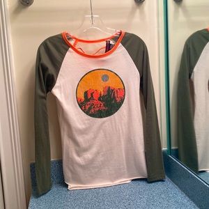 Never Used/Brand New Full Length Graphic Tee with Back Cut Out & Design